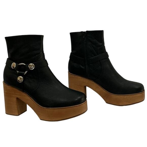 Charlotte Stone Pansy Black Leather Platform Boots Size 10 Rare Sold Out - Picture 3 of 10